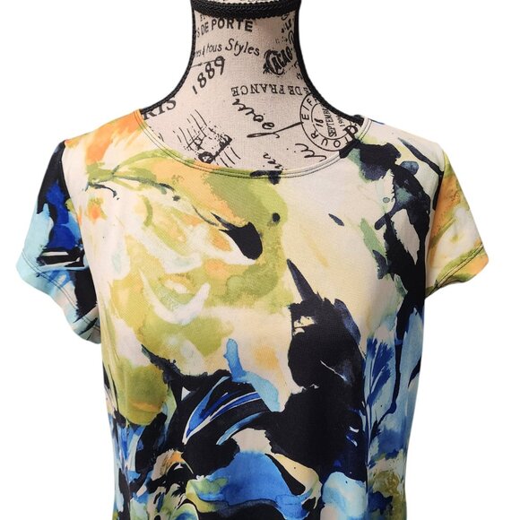 Shelby & Palmer Women's Dress Large Multicolor Abstract Floral Print Cap Sleeve - Picture 8 of 10